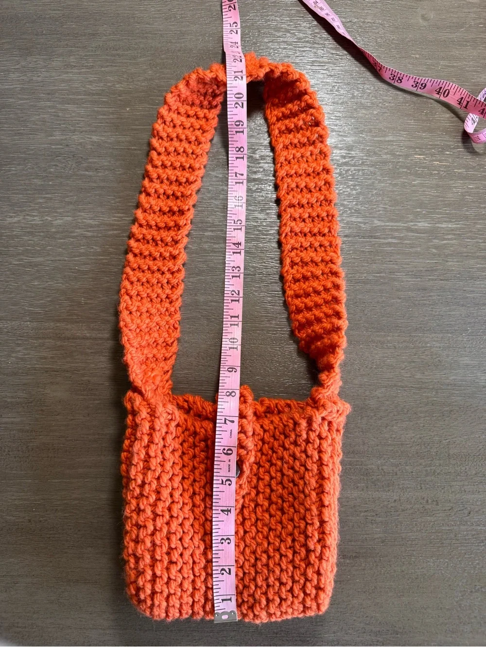 Handmade Dark Orange Crochet Woven Crossbody Purse Bag